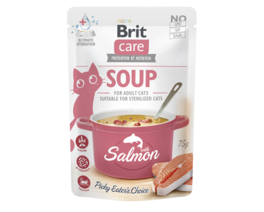 BRIT CARE CAT SOUP WITH SALMON 75g