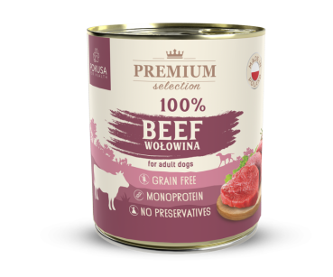 Pokusa Premium Selection dog 100%        Beef/Wołowina 850g