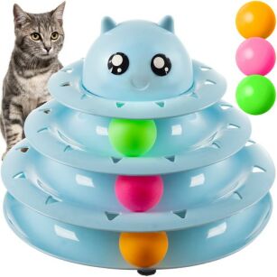 Purlov zabawka interaktywna dla kota wieża z piłkami