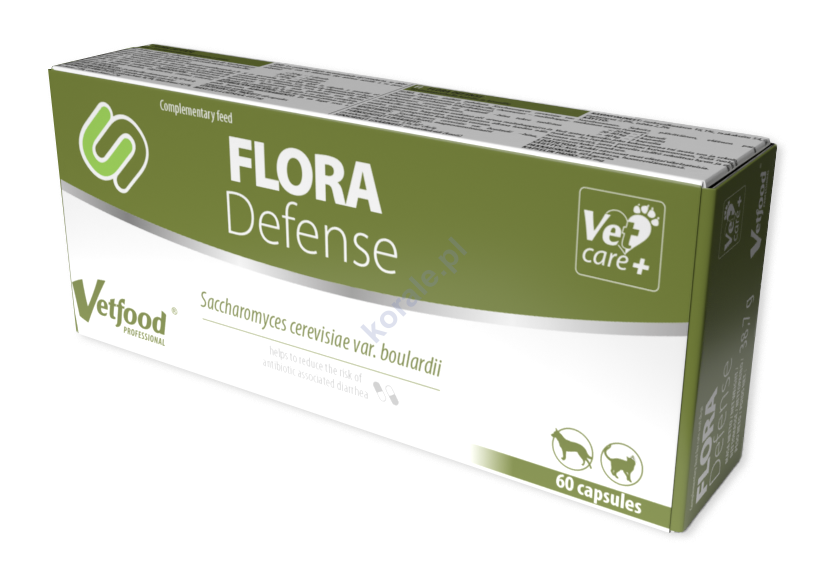 VETFOOD FLORA DEFENSE zdrowe jelita odporność i wzmocnienie kota psa 60 kapsułek