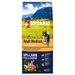 Ontario pies adult Medium Lamb&Rice karma hypoalergiczna 12kg