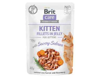 BRIT CARE CAT FILLETS IN JELLY KITTEN SAVORY SALMON POUCH 85g