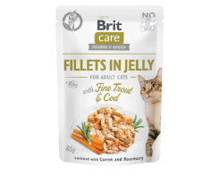 BRIT CARE CAT FILLETS IN JELLY FINE TROUT & COD POUCH 85g