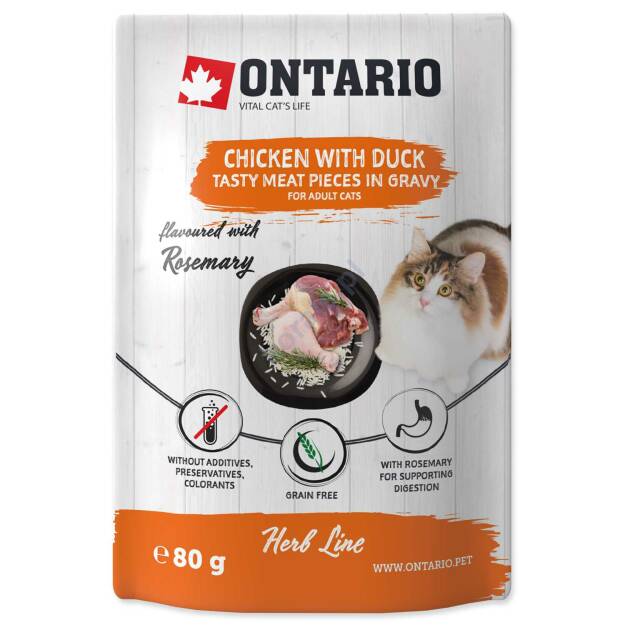 Ontario Herb Line saszetka z kurczakiem i kaczką 80g
