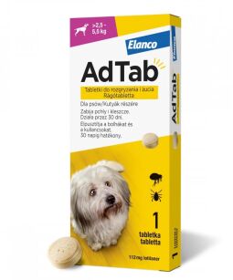 Elanco AdTab tabletka na pchły i kleszcze dla psa 2,5 - 5,5 kg