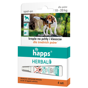 HAPPS Herbal krople na pchły i kleszcze  dla średnich psów 10-20kg