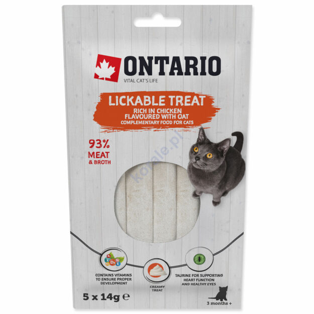 Ontario Cat przysmak do lizania kurczak  z owsem 5x14g