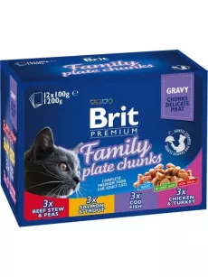 BRIT CAT POUCH FAMILY PLATE 12 x 100g
