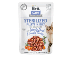 BRIT CARE CAT FILLETS IN JELLY STERILIZED DUCK & TURKEY POUCH 85g